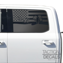 Load image into Gallery viewer, Beach Outdoor Scene w/ USA Flag Decal for 2015- 2020 Ford F-150 Windows - Matte Black

