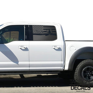 Beach Outdoor Scene w/ USA Flag Decal for 2015- 2020 Ford F-150 Windows - Matte Black
