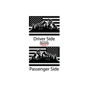 Wildlife Outdoor Scene w/ USA Flag Decal for 2015- 2020 Ford F-150 Windows - Matte Black