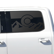 Load image into Gallery viewer, State of Colorado Flag w/ Mountain Scene Decal for 2015- 2020 Ford F-150 Windows - Matte Black
