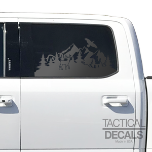 Wildlife Outdoor Scene Decal for 2015- 2020 Ford F-150 Windows - Matte Black