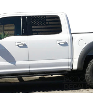 Distressed Flag Decal for 2015- 2020 Ford F-150 Windows - Matte Black