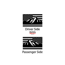 Load image into Gallery viewer, USA Flag w/Mountains Decals - Fits 2022-2024 Kia Telluride Back Side Window - Matte Black
