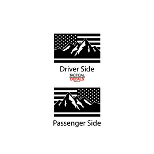 USA Flag w/Mountains Decals - Fits 2022-2024 Kia Telluride Back Side Window - Matte Black