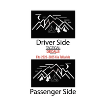 Load image into Gallery viewer, Outdoor Mountain Scene Decals - Fits 2020 - 2025 Kia Telluride Back Side Window - Matte Black
