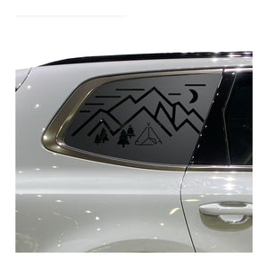 Outdoor Mountain Scene Decals - Fits 2020 - 2025 Kia Telluride Back Side Window - Matte Black