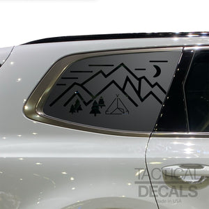 Outdoor Mountain Scene Decals - Fits 2020 - 2025 Kia Telluride Back Side Window - Matte Black