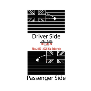 State of Hawaii Flag Decals - Fits 2020 - 2025 Kia Telluride Back Side Window - Matte Black