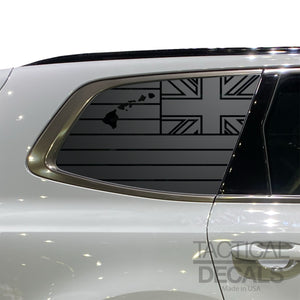 State of Hawaii Flag Decals - Fits 2020 - 2025 Kia Telluride Back Side Window - Matte Black