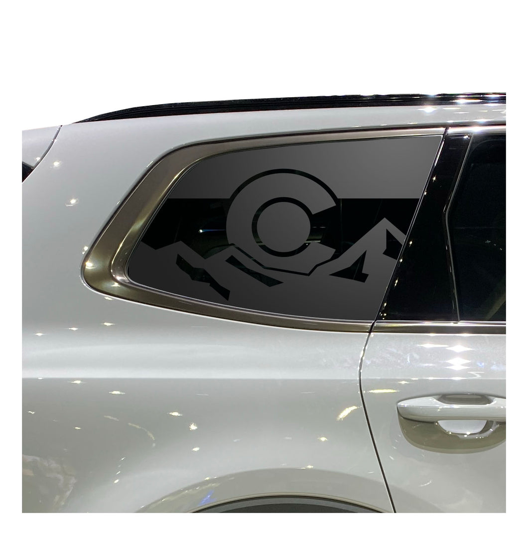 State of Colorado Flag with Mountains Decals - Fits 2022-2024 Kia Telluride Back Side Window - Matte Black