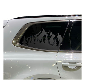 Outdoor Mountain Scene Decals - Fits 2022-2024 Kia Telluride Back Side Window - Matte Black