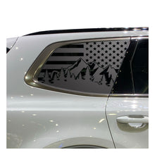Load image into Gallery viewer, USA Flag w/ Mountain Scene Decals - Fits 2022-2024 Kia Telluride Back Side Window - Matte Black
