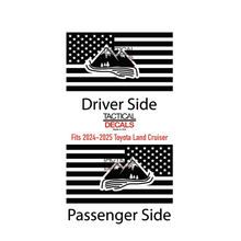 Load image into Gallery viewer, USA Flag with Mountain Scene Decal for 2024-2025 Toyota Land Cruiser 3rd Windows - Matte Black

