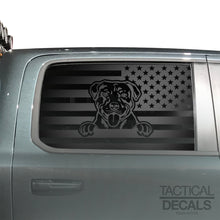 Load image into Gallery viewer, USA Flag w/Pit Bull Dog(K9) Decal for 2019-2024 Ram 1500 Rebel Rear Door Windows - Matte Black
