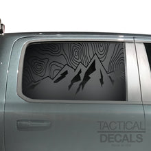 Load image into Gallery viewer, Topography Mountain Scene Decal for 2019-2025 Ram 1500 Rebel Rear Door Windows - Matte Black
