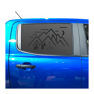 Minimalist Mountain Scene Decal for 2019 - 2023 Ford Ranger Rear Door Windows - Matte Black