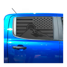 Load image into Gallery viewer, USA Flag with Mountain Scene Decal for 2019 - 2023 Ford Ranger Rear Door Windows - Matte Black
