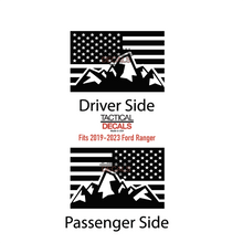 Load image into Gallery viewer, USA Flag with Mountain Scene Decal for 2019 - 2023 Ford Ranger Rear door Windows - Matte Black
