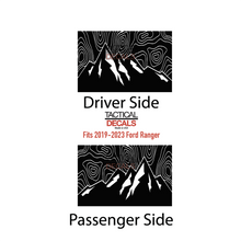 Load image into Gallery viewer, Topography Mountain Scene Decal for 2019 - 2023 Ford Ranger Rear Door Windows - Matte Black
