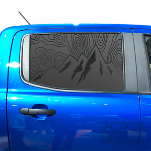 Topography Mountain Scene Decal for 2019 - 2023 Ford Ranger Rear Door Windows - Matte Black