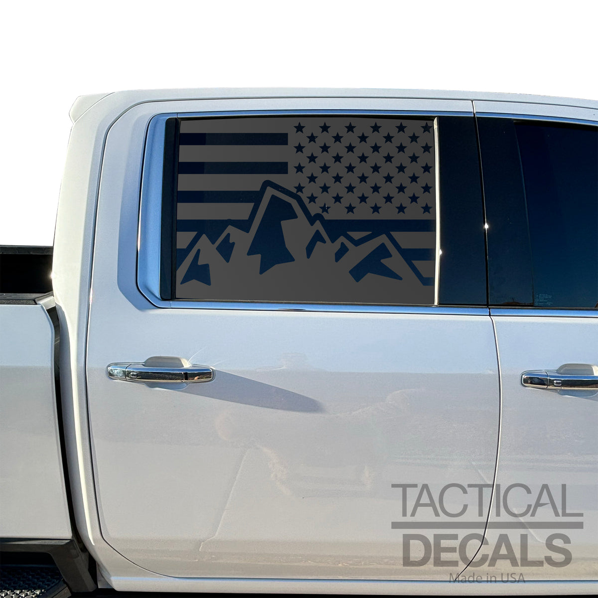 USA Flag with Mountains Decal for 2019-2025 Chevy Silverado Rear Door ...