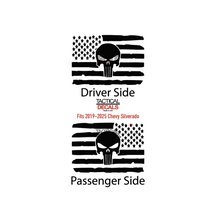 Load image into Gallery viewer, USA Flag Decal with Skull for 2019-2025 Chevy Silverado Rear Window - Matte Black
