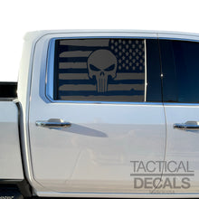 Load image into Gallery viewer, USA Flag Decal with Skull for 2019-2025 Chevy Silverado Rear Window - Matte Black
