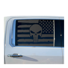 Load image into Gallery viewer, USA Flag Decal with Skull for 2019-2025 Chevy Silverado Rear Window - Matte Black
