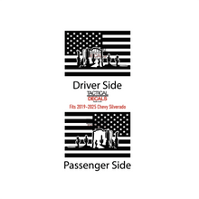 Load image into Gallery viewer, USA Flag Decal with Arizona Desert Scene for 2019-2025 Chevy Silverado Rear Window - Matte Black
