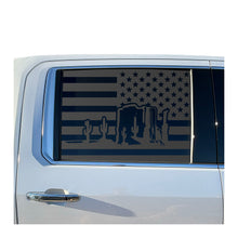 Load image into Gallery viewer, USA Flag Decal with Arizona Desert Scene for 2019-2025 Chevy Silverado Rear Window - Matte Black
