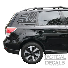 Load image into Gallery viewer, USA Flag decal with outdoor mountains Decal for 2014 - 2018 Subaru Forester Windows - Matte Black
