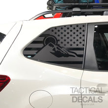 Load image into Gallery viewer, USA Flag with Mountain Scene Decal for 2019 - 2024 Subaru Forester  3rd Windows - Matte Black
