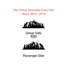 Load image into Gallery viewer, Outdoor Scenic Mountains Decal for 2014-2019 Chevy Silverado Rear Door Windows - Matte Black
