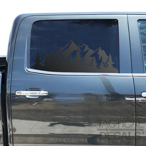 Outdoor Scenic Mountains Decal for 2014-2019 Chevy Silverado Rear Door Windows - Matte Black