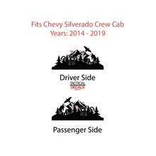 Load image into Gallery viewer, Wildlife Mountain Scene Decal for 2014-2019 Chevy Silverado Rear Door Windows - Matte Black
