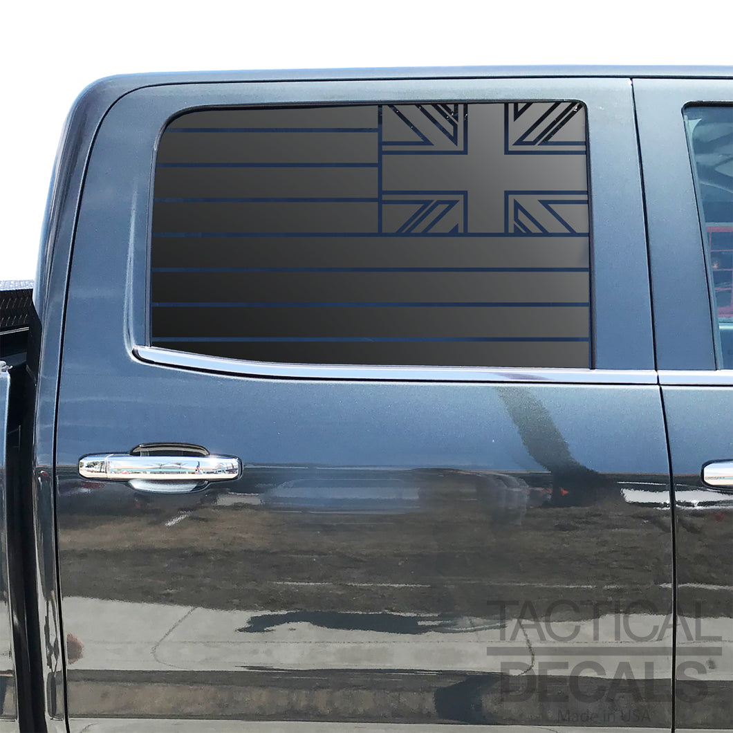 State of Hawaii Flag Decal for 2014-2019 Chevy Silverado Rear Door Windows - Matte Black