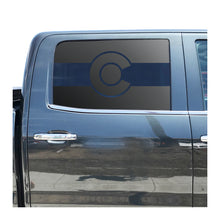 Load image into Gallery viewer, State of Colorado Flag Decal for 2014-2019 Chevy Silverado Rear Door Windows - Matte Black
