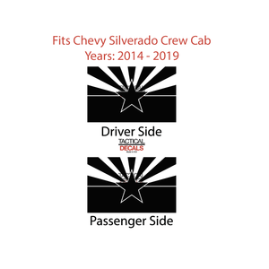 State of Arizona Flag Decal for 2014-2019 Chevy Silverado Rear Door Windows - Matte Black