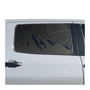 Topography Mountain Scene Decal for 2014 - 2021 Toyota Tundra Crew Max Rear Door Windows - Matte Black