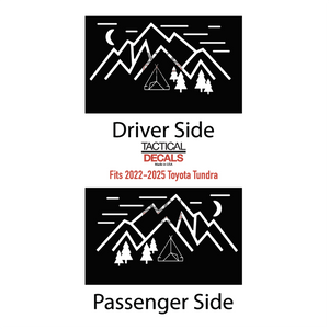 Mountain Scene Decal for 2022 - 2025 Toyota Tundra Crew Max Rear Door Windows - Matte Black