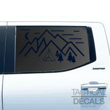 Load image into Gallery viewer, Mountain Scene Decal for 2022 - 2025 Toyota Tundra Crew Max Rear Door Windows - Matte Black
