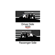 Load image into Gallery viewer, USA Flag w/Camping Outdoor Scene Decal for 1996-2002 Toyota 4Runner 3rd Windows - Matte Black
