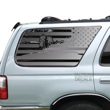 Load image into Gallery viewer, USA Flag w/Beach Ocean Scene Decal for 1996-2002 Toyota 4Runner 3rd Windows - Matte Black
