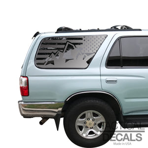 USA Flag with Mountain Scene Decal for 1996-2002 Toyota 4Runner 3rd Windows - Matte Black