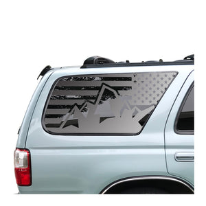USA Flag with Mountain Scene Decal for 1996-2002 Toyota 4Runner 3rd Windows - Matte Black