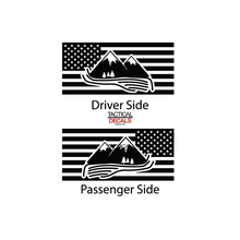 Load image into Gallery viewer, USA Flag with Mountain Scene Decal for 1996-2002 Toyota 4Runner 3rd Windows - Matte Black
