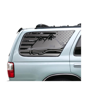 USA Flag with Mountain Scene Decal for 1996-2002 Toyota 4Runner 3rd Windows - Matte Black