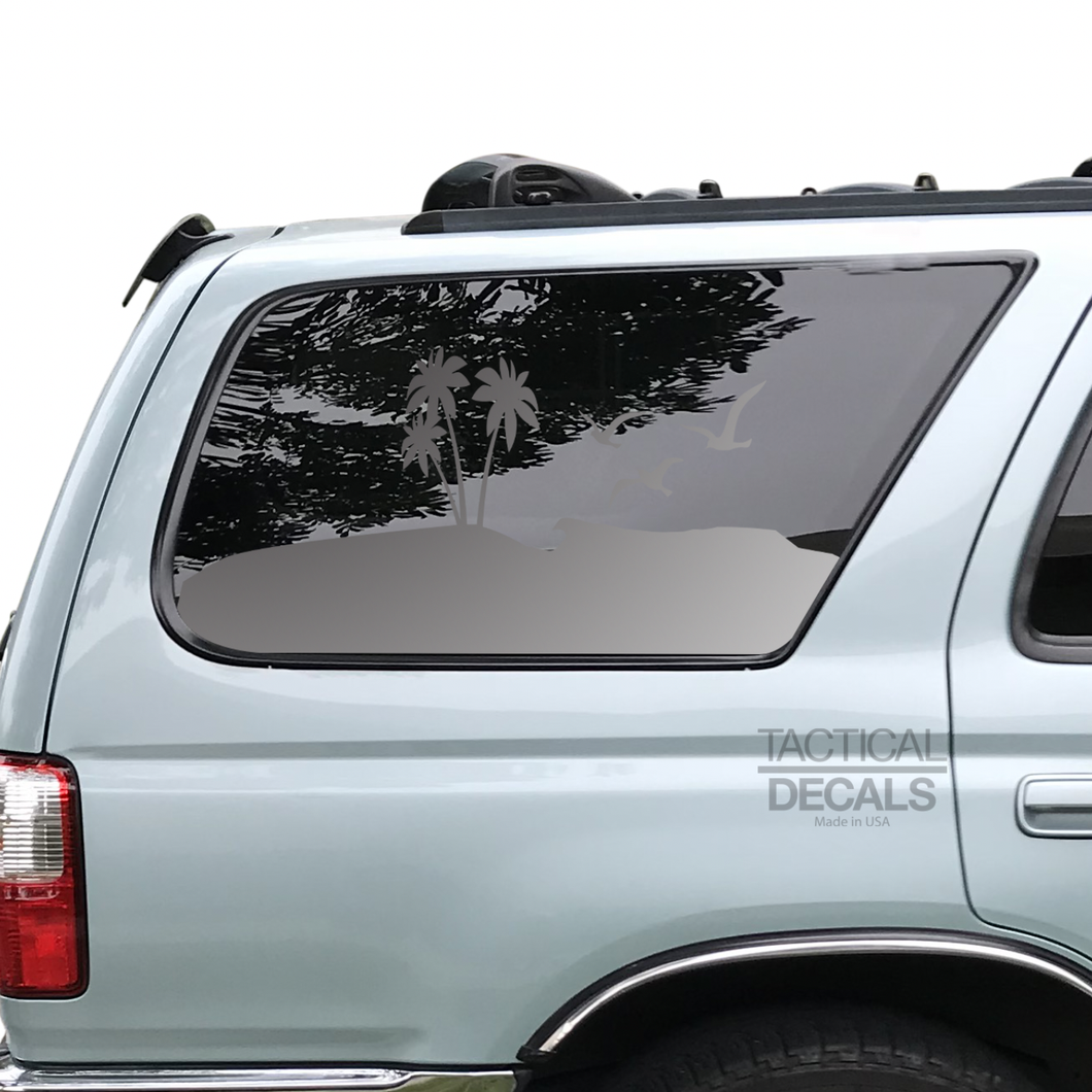 Tropical Beach Scene Decal for 1996-2002 Toyota 4Runner 3rd Windows - Matte Black