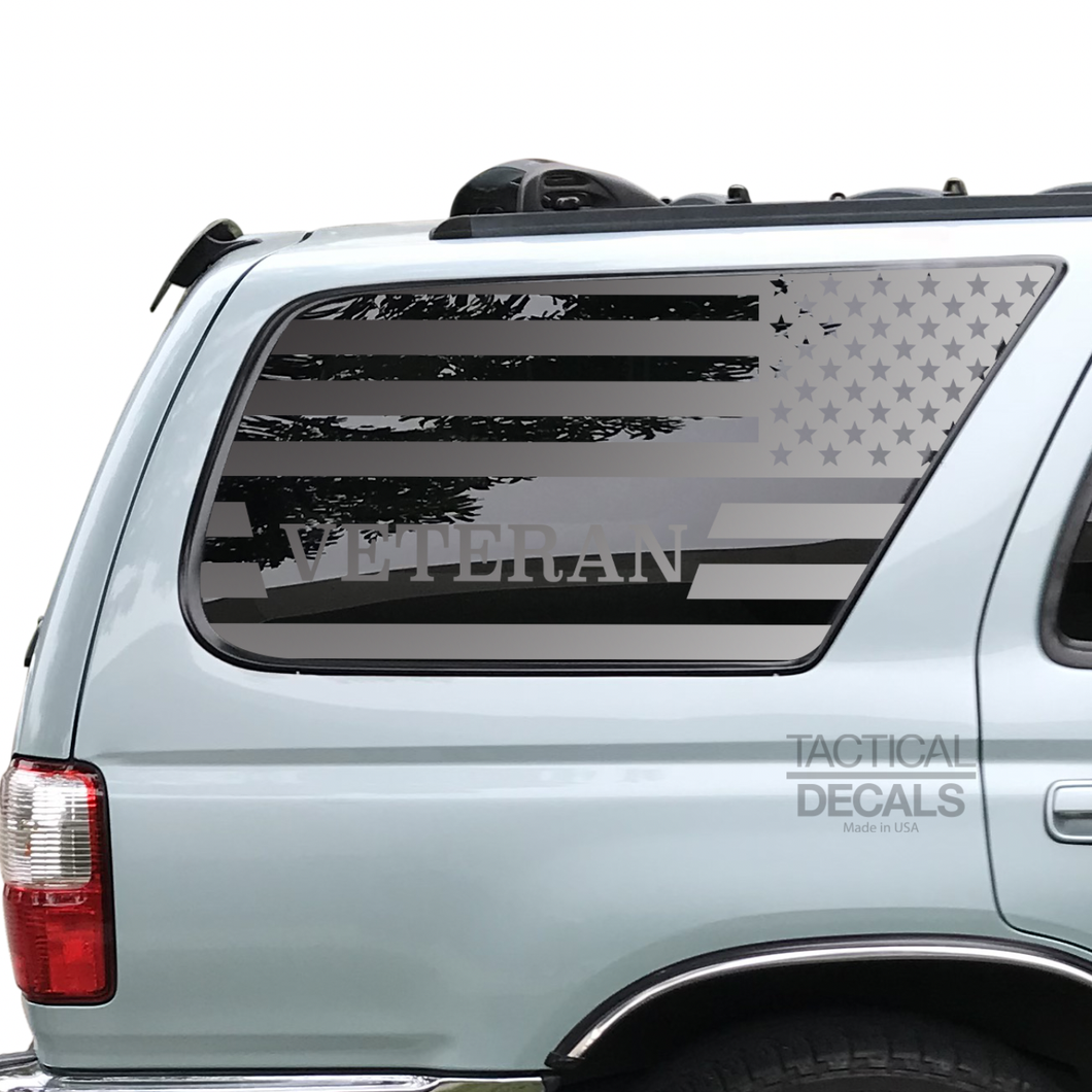 Veteran - USA Flag Decal for 1996-2002 Toyota 4Runner 3rd Windows - Matte Black