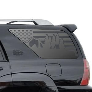 USA Flag w/camping Outdoor scene Decal for 2003 - 2009 Toyota 4Runner Windows - Matte Black